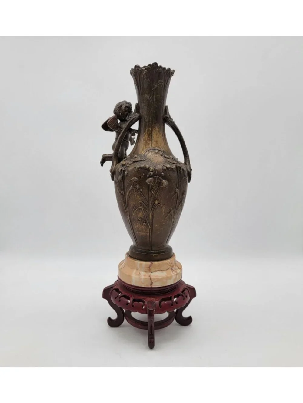 19th Century French Metal Cupid Vase